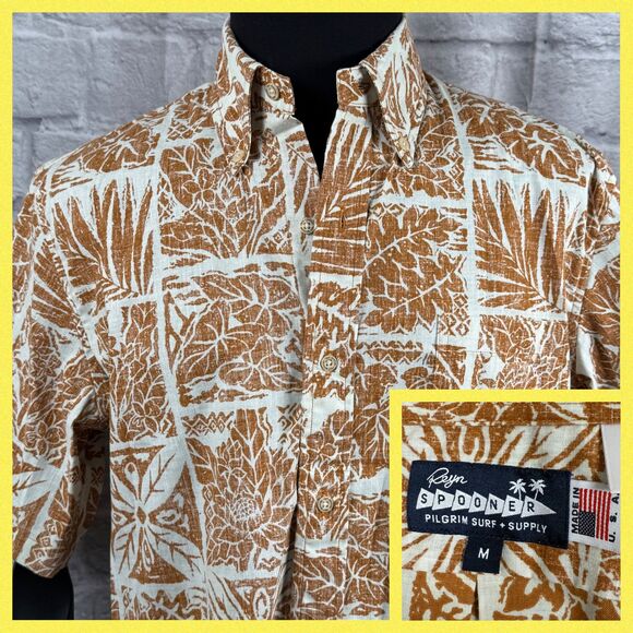 Reyn Spooner Pilgrim Surf + Supply Hawaiian Shirt Medium Reverse Print Made USA - Picture 1 of 10